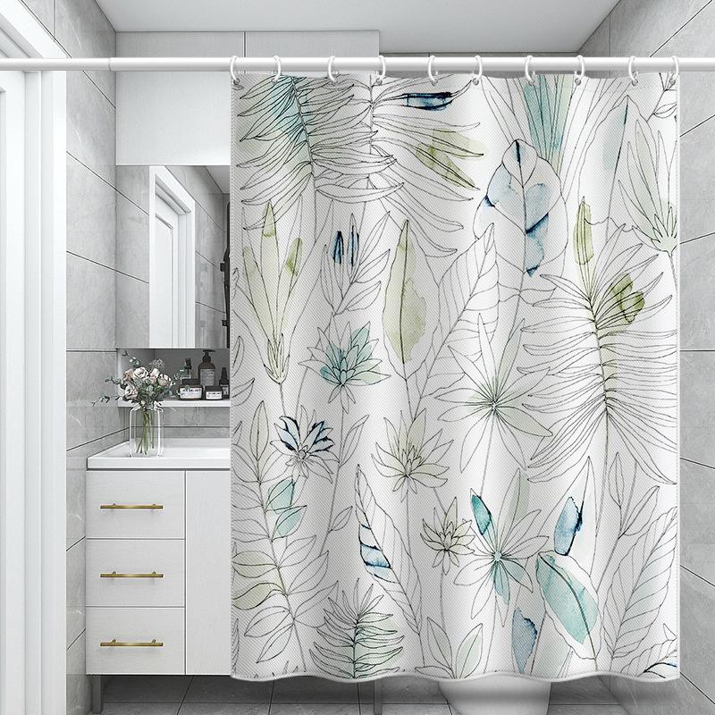 Bathroom Thickened Waterproof Curtain Mildew Proof Shower Curtain Shower Partition Curtain Shower Curtain Bathroom Curtain Free Perforation