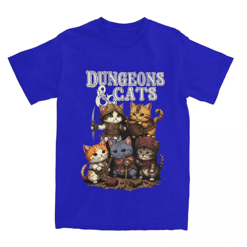 Мужская женская футболка Dungeon Dragon Cats, одежда Kawaii Cat, футболка из чистого хлопка, забавная футболка на все сезоны