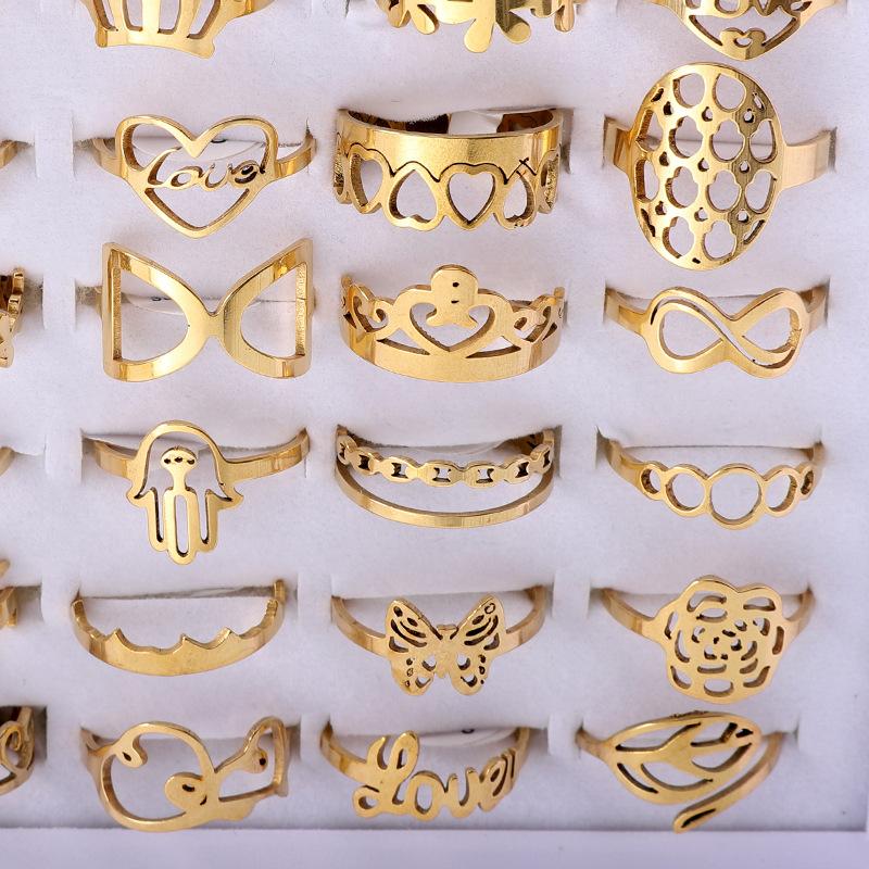 Кольца из нержавеющей стали, 10 шт., мужские и женские полые кольца из смешанной титановой стали