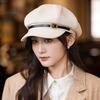 Japanese Versatile Belt Buckle Beret Women's Autumn and Winter Casual British Style Octagonal Hat Big Head Circumference News Baby Hat Trend