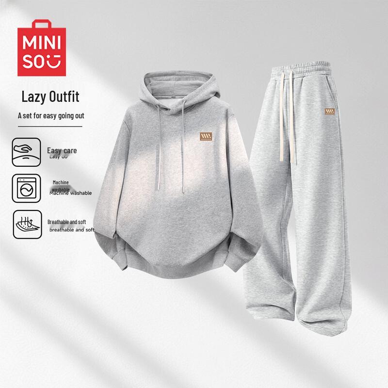 MINISO Мужской комплект: флисовая толстовка с капюшоном и брюки прямого кроя