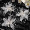 Twisted Wire 3D Organza Flower Patch Feather Pearl Studded Patch  Corsage Accessory