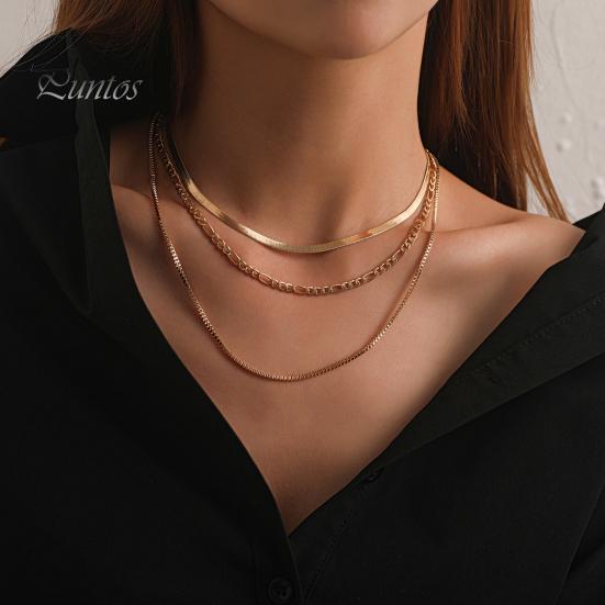 3-слойное женское ожерелье в стиле панк, крутой золотой, серебряный цвет, регулируемая цепочка из змеиной кости, многослойное ожерелье, модные аксессуары, подарок