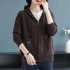Hooded Sweater Jacket for Women Loose Large-sized Knitted Cardigan Solid Color Casual Sweater Jacket