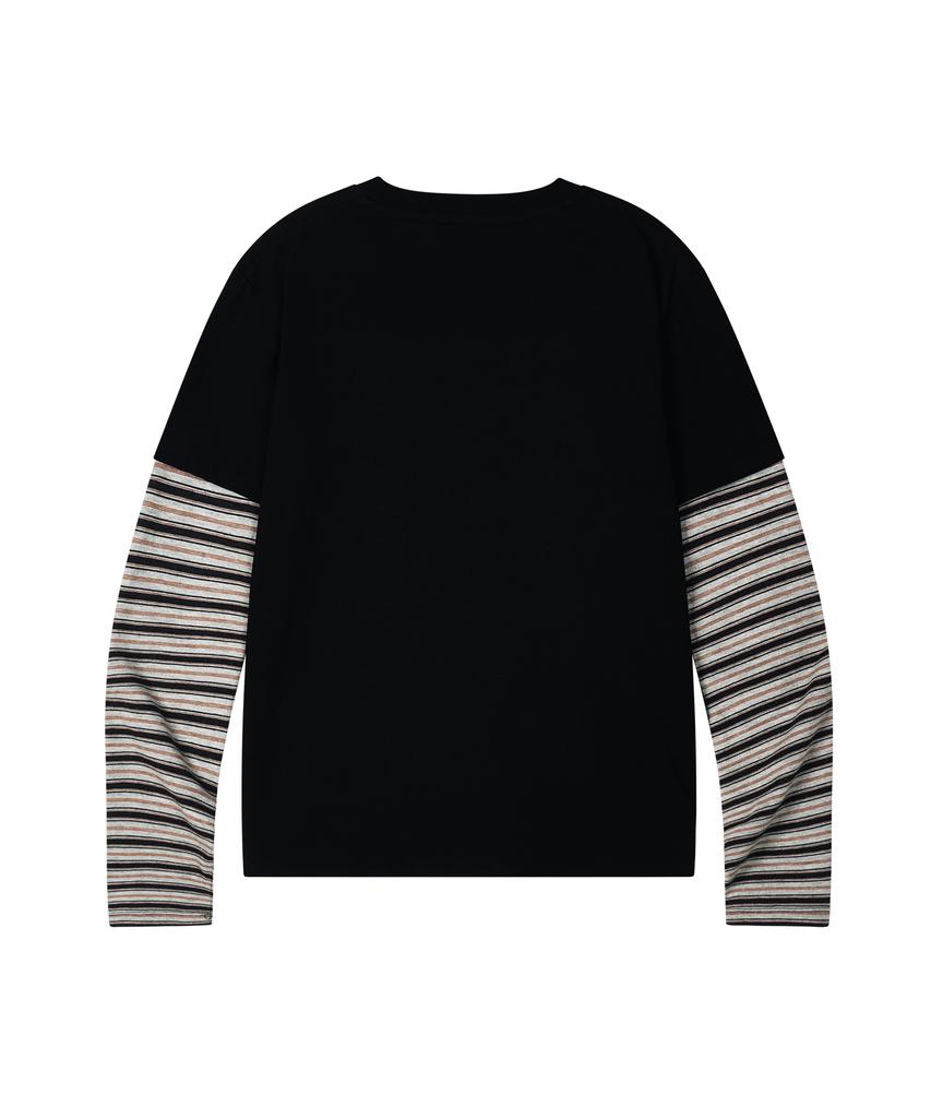 1993STUDIO W Striped Layered Long Sleeve_Black