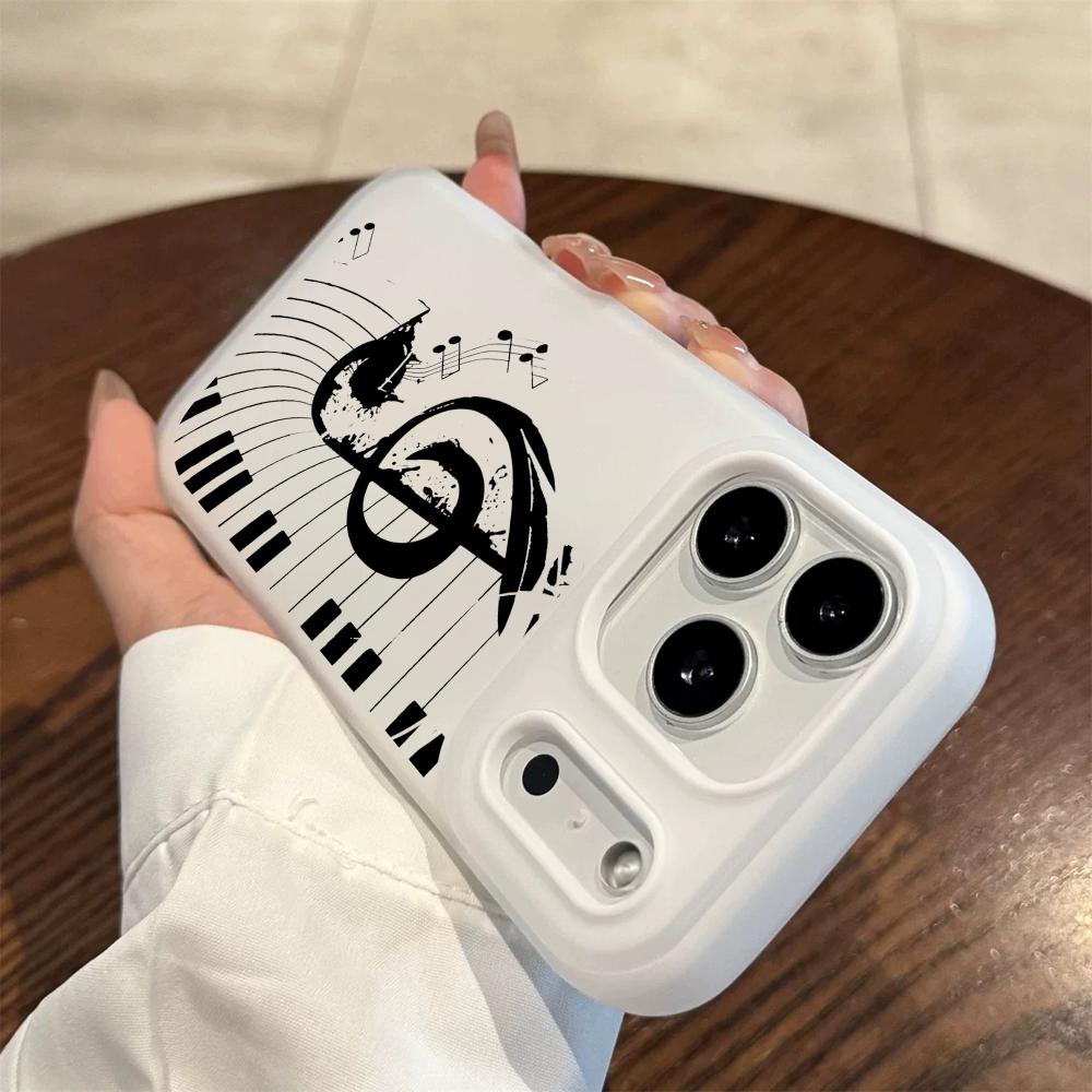 INS Trendy Musical Notes Phone Case For iPhone 17 16 15 14 13 12 11 Pro Max Plus Mini Case Clear Jelly Shockproof Soft Cover