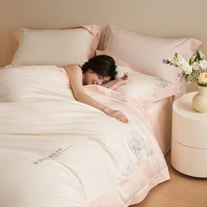 Dohia Легкий Люкс 60s Хлопок Вышитый Свадебный 4-Предметный Постельный Комплект