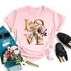 Женская футболка Футболка Flower Love Женская модная одежда Одежда с мультяшными героями Женская футболка с коротким рукавом Футболка ко Дню святого Валентина