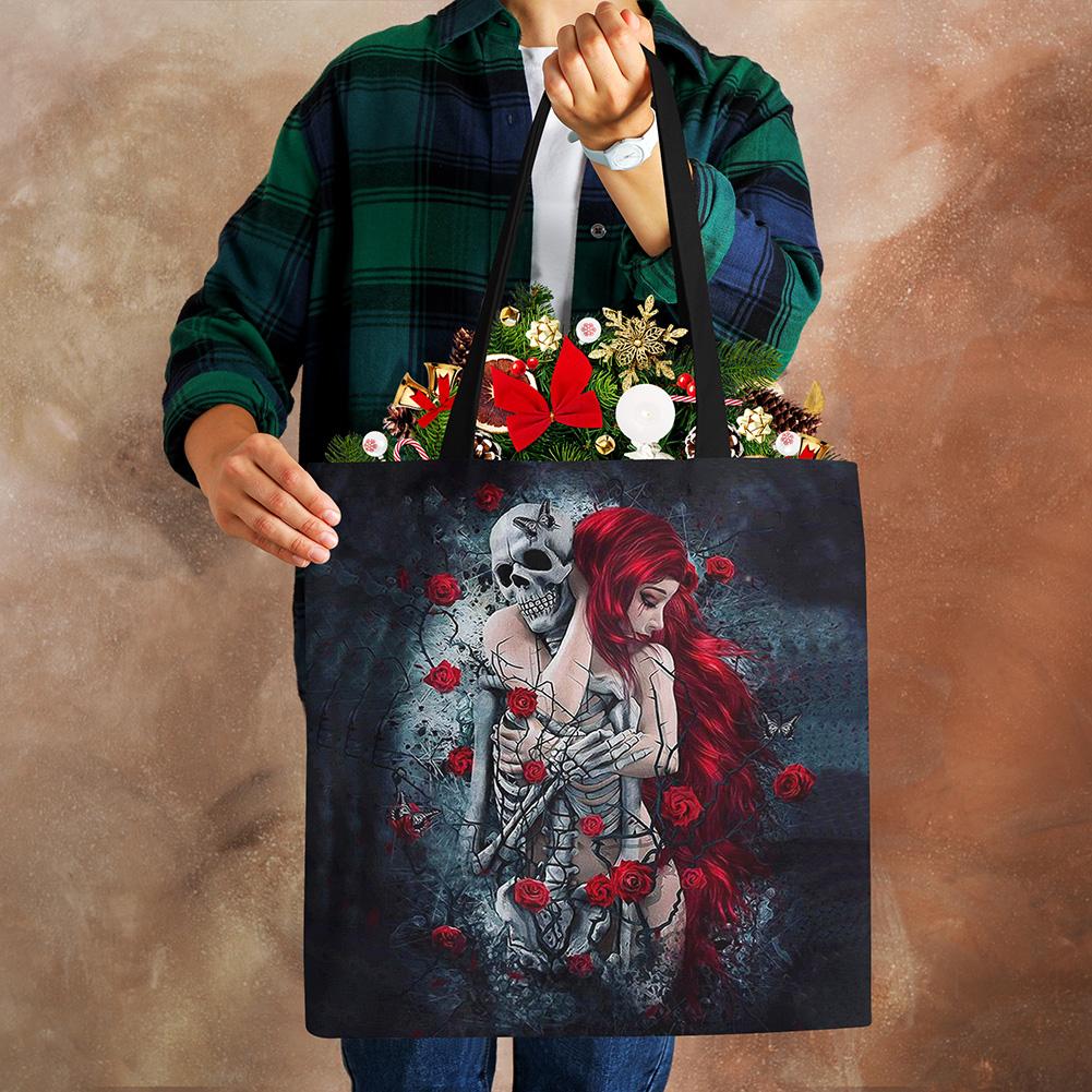 Сумка-тоут с цветочным принтом черепа ко Дню мертвых, женские сумки, сумки через плечо для девушки с сахарным черепом на Хэллоуин, большая вместимость CLE