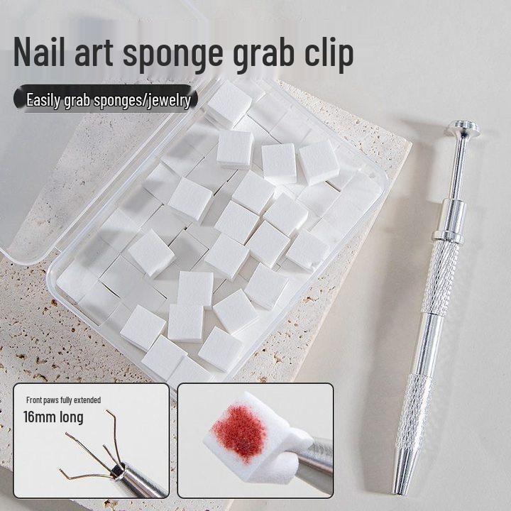 Nail Art Sponge High Density Tofu Block Blending Blush Tool with Clip