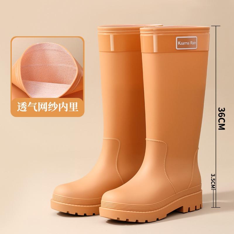 Женские резиновые сапоги хаки высотой 36 см, водонепроницаемые, для городских поездок, милые сапоги для дождя, с высоким голенищем, красные водонепроницаемые сапоги