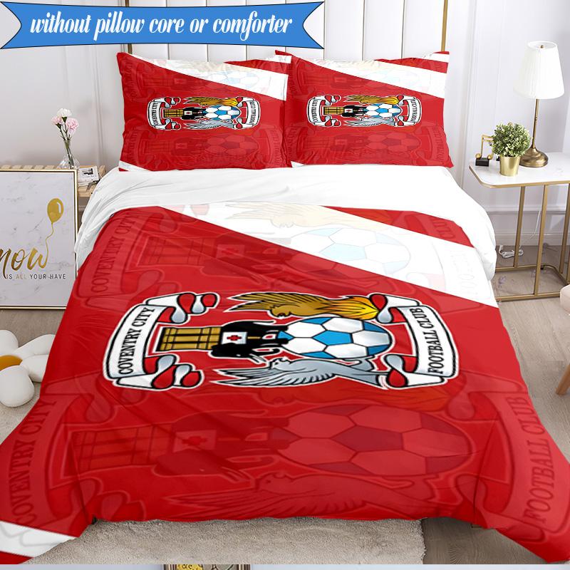 3PCS Coventry City F.C Printed Soft Bedding Set,Including 1pc Duvet Cover And 2pcs Pillowcases Perfect for Bedroom, Dormitory, Fan gift