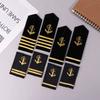 1Pair Clothing Decoration Epaulettes Crewman Epaulets Craft Shoulder Badges With Gold Stripes Diy Clothes Decor Accessories