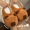 Cute Cartoon Capybara Cotton Slippers Half Wrap Flats Home Soft Non-slip Warm Breathable Indoor Plush Shoes Couple Slippers