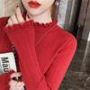 Autumn and Winter Slim Fit Base Pullovers Sweaters Women Fashion Casual Elegant Long Sleeve Knitted Sweater Women Fungus Edge Solid Lady Jumpers 25574