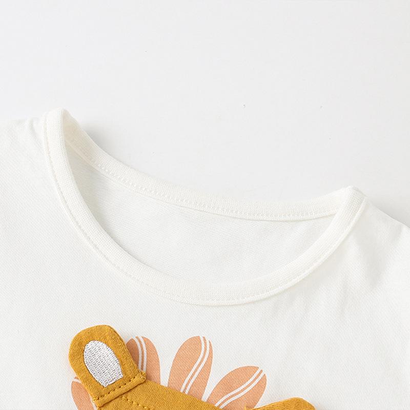 Летняя футболка из чистого хлопка с милым рисунком и принтом для девочек, детская одежда, футболка с коротким рукавом и длинными рукавами с изображением листьев лотоса для девочек, синие топы, футболки