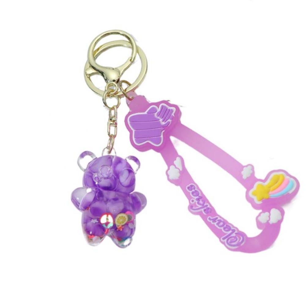 Cartoon Acrylic Quicksand Pendant Bubble Beads Key Rings Quicksand Bear Keychain Female Girl