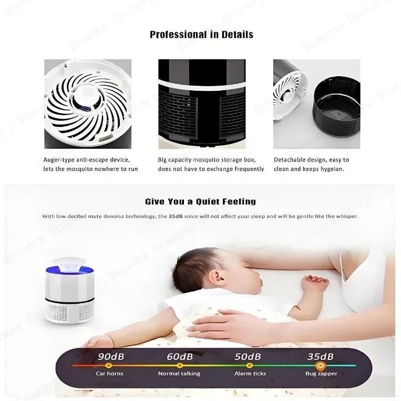 Мини USB-лампа для уничтожения комаров, бесшумная УФ-ловушка для насекомых, электрическая мухоловка, портативное средство от насекомых, безопасно для детей, для дома, офиса, улицы