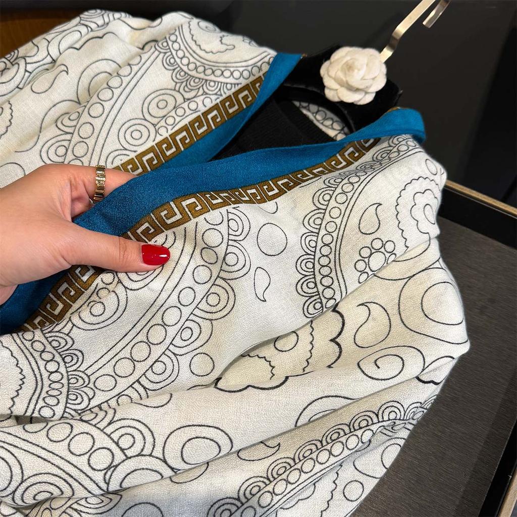 88*182cm Cotton Linen Feeling Women Large Long Scarf Shawl Sunscreen Shawls Wraps Lightweight Pattern, Scarves and Wraps for All Seasons