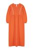 Women's Fashion Tile V-Neck Detailed Woven Linen Look Dress