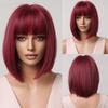 Розовый короткий боб, прямой синтетический парик с челкой для косплея, Лолита, искусственные волосы для белых женщин, вечерние, натуральный парик, высокая температура
