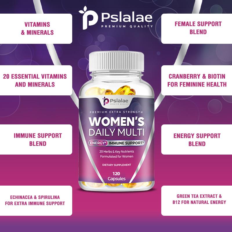 Womens Multivitamin, Daily Multi for Women with Vitamin A, C, D, E, B6, B12, Zinc & Calcium, Energy & Immune Support, Anti-Hair Loss Skin Repair