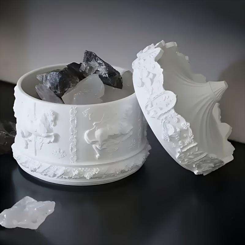 Круглая карусель бетонная подсвечник ароматерапия гипсовый ящик для хранения силиконовая форма гипсовые поделки домашний декор смоляная банка форма
