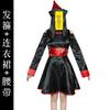 Сянь И Китайский вампир Винтажный принт Хэллоуин Косплей Забавная вечеринка Костюм зомби Платье 019