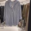 2024 Женская свежая вертикальная полосатая куртка-рубашка с длинным рукавом