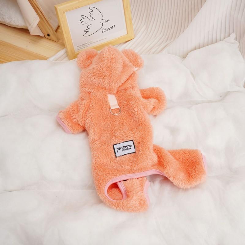 Милое пальто для собаки с ушками медвежонка, теплая одежда для собаки на зиму, комбинезон для домашней собаки, пижама для чихуахуа, французского бульдога, бишона, одежда для кошки, щенка