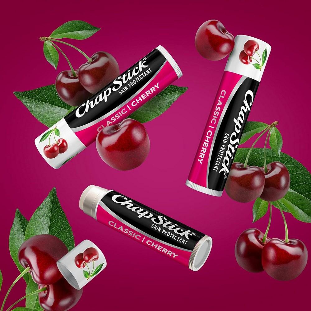 Chapstick Brand Lip Care Skin Protectant Lip Balm, Cherry Flavor, 4g, 3 Pieces