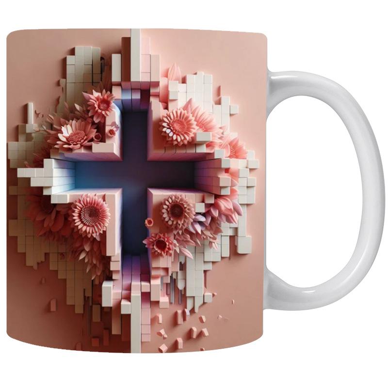 3D Cross Ceramic Coffee Mug Tea Mug New Hope Sunshine
