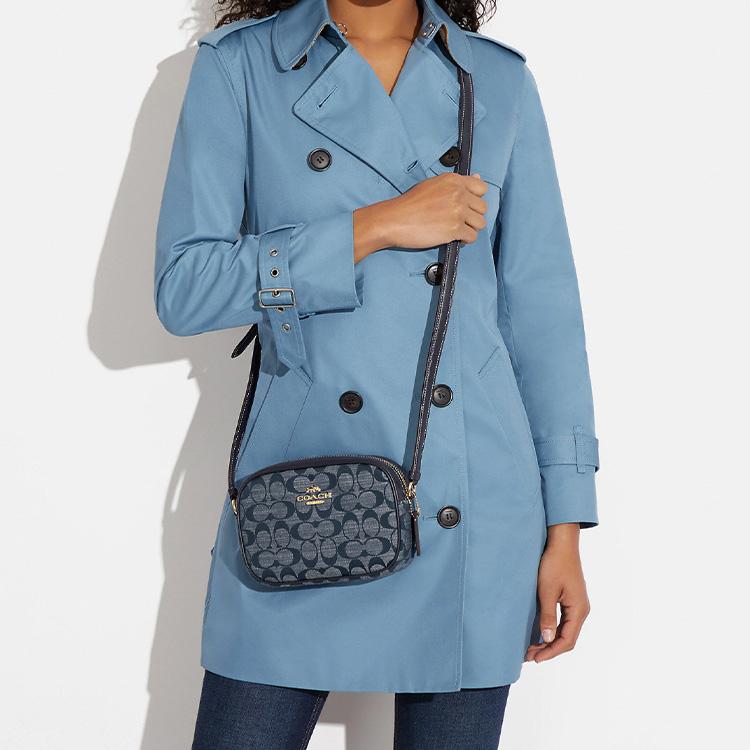 New COACH Jamie Canvas With Leather Camera Bag Shoulder Bag Crossbody Bag Mini Women's Denim Blue CH840-IMDEI