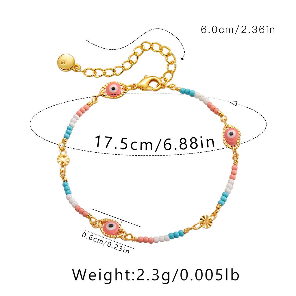 ANENJERY Красочные маленькие бусины, браслет с глазурью и глазками для женщин, браслет, ювелирные изделия для вечеринки, дня рождения, в этническом стиле