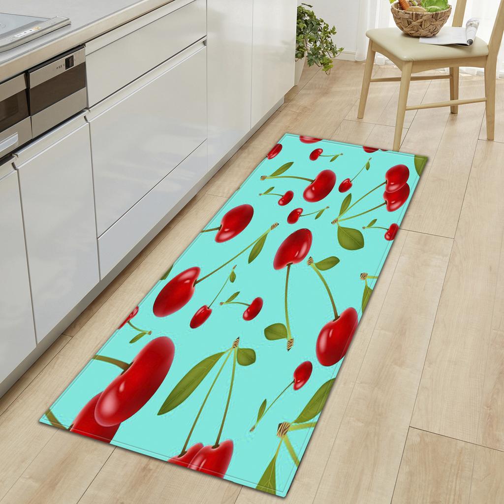 Кухонный коврик со свежими фруктами и овощами. Мягкий утолщенный кухонный коврик. Водонепроницаемый нескользящий маслостойкий напольный коврик.