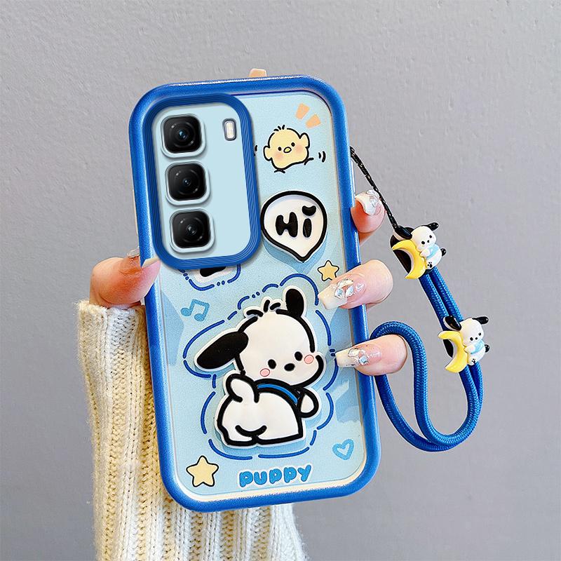 KEYSION Противоударный чехол для Infinix Hot 50 4G 5G со шнурком, силиконовый милый 3D чехол для телефона с мультяшной куклой для Infinix Hot 50 Pro 4G