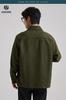 HISDERN Long Sleeve Thick Corduroy Shirt Loose Size M Men's Jacket, Fit, Winter, Green,