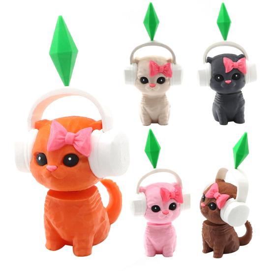 Милая статуэтка кошки 3D-печать, кошка с качающейся головой на пружине для приборной панели автомобиля, домашнего офиса, рабочего стола, коллекционный животный орнамент для игры