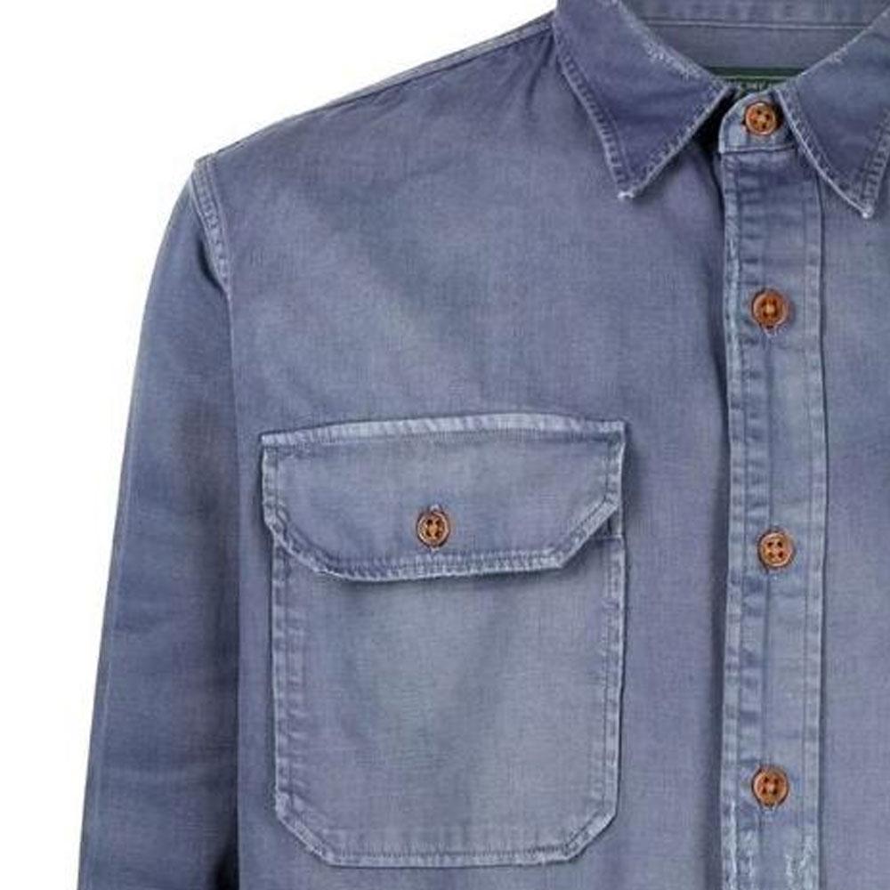 Polo Ralph Lauren Однотонная однобортная рубашка с воротником поло и длинными рукавами для мужчин, рубашки, синий, 710878847-001