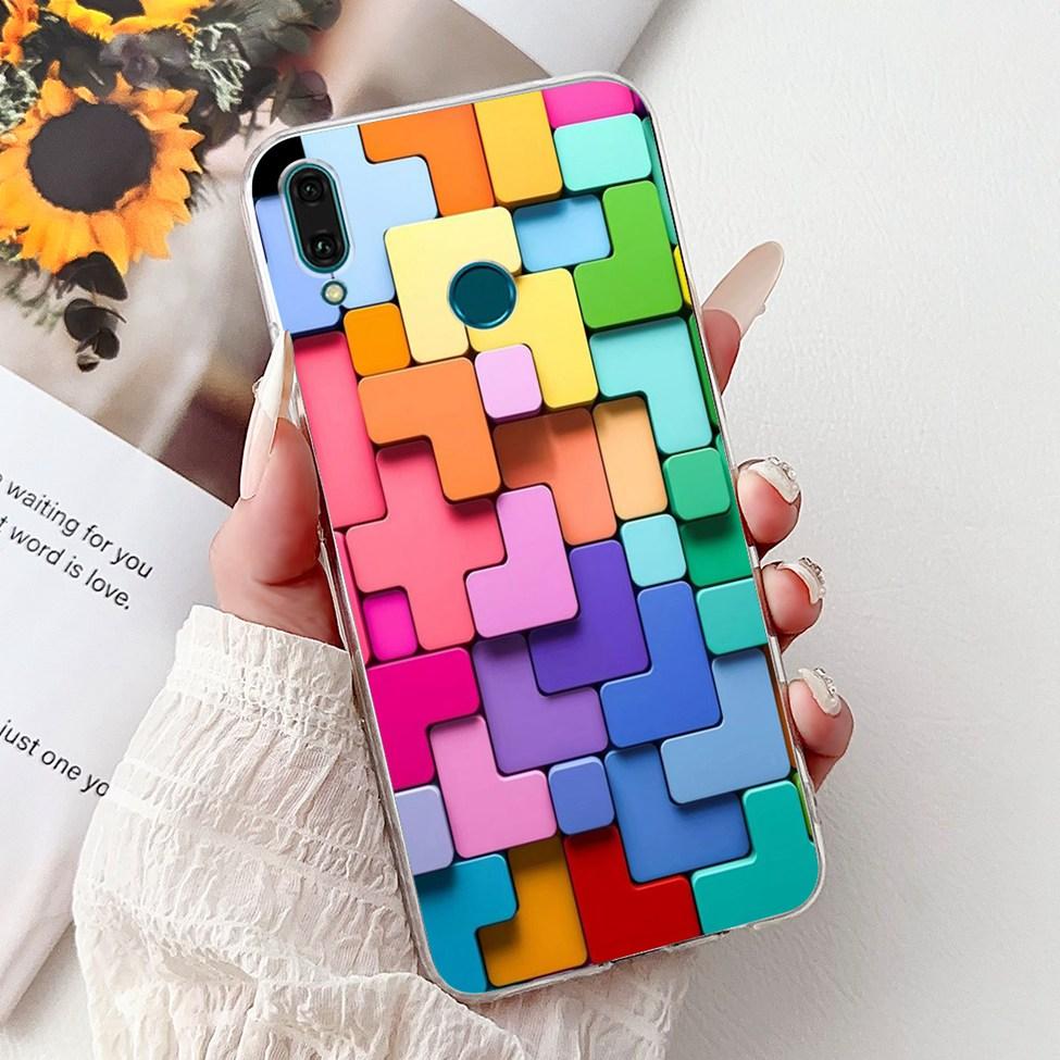 Clear For Huawei Y9 2019 Case Cover Cute Fashion Flowers Funny Cool Painted Soft Phone Case For Huawei JKM-LX1 JKM-LX2 JKM-LX3