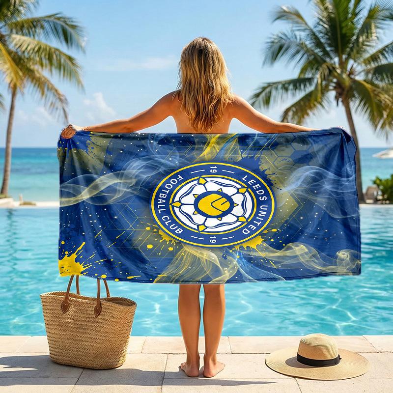 Пляжное полотенце Leeds United Football Мягкое из микрофибры Летнее полотенце Быстросохнущее Впитывающее полотенце для пляжа Бассейна Путешествий