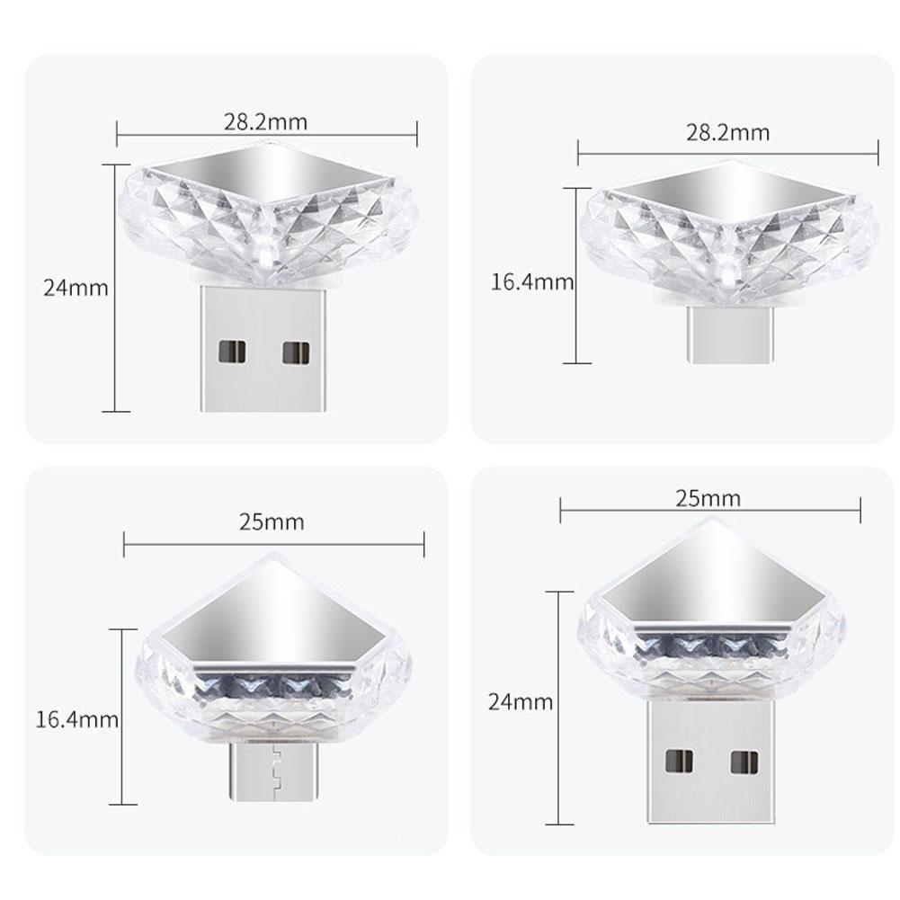 Портативный автомобильный USB-светильник Type-C, мини-светодиодные декоративные лампы атмосферы для интерьера автомобиля, компьютерный свет, Plug and Play