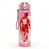1PC Red Jersey Sport Player Portrait 750ml Color Plastic Sports Water Bottle Leakproof Flip Straw Lid Suitable for Sports Office Home Use