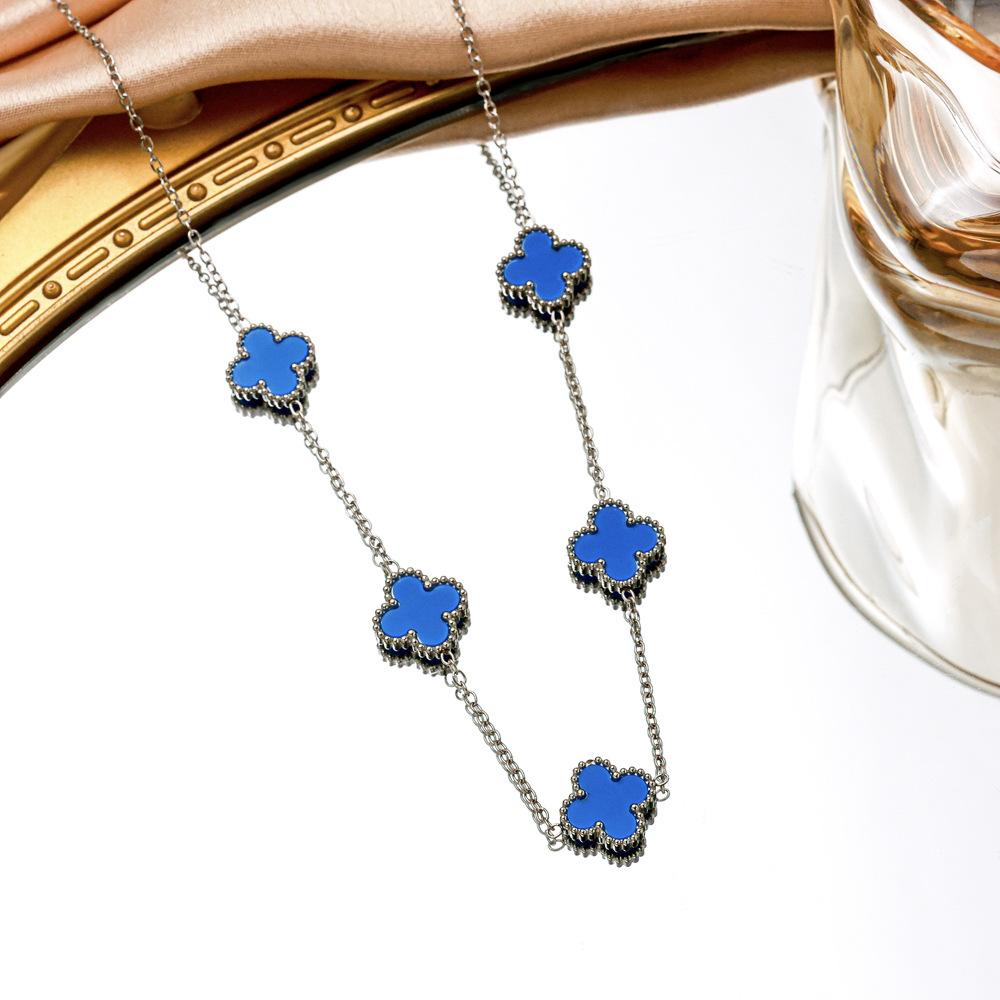 Ожерелье «Четырехлистный клевер», высококачественная двусторонняя титановая сталь, не выцветает, женский аксессуар для волос «Счастливый клевер»