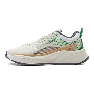 Li Ning Мягкие нескользящие износостойкие дышащие низкие повседневные туфли мужские кроссовки белые зеленые AGLT051-5