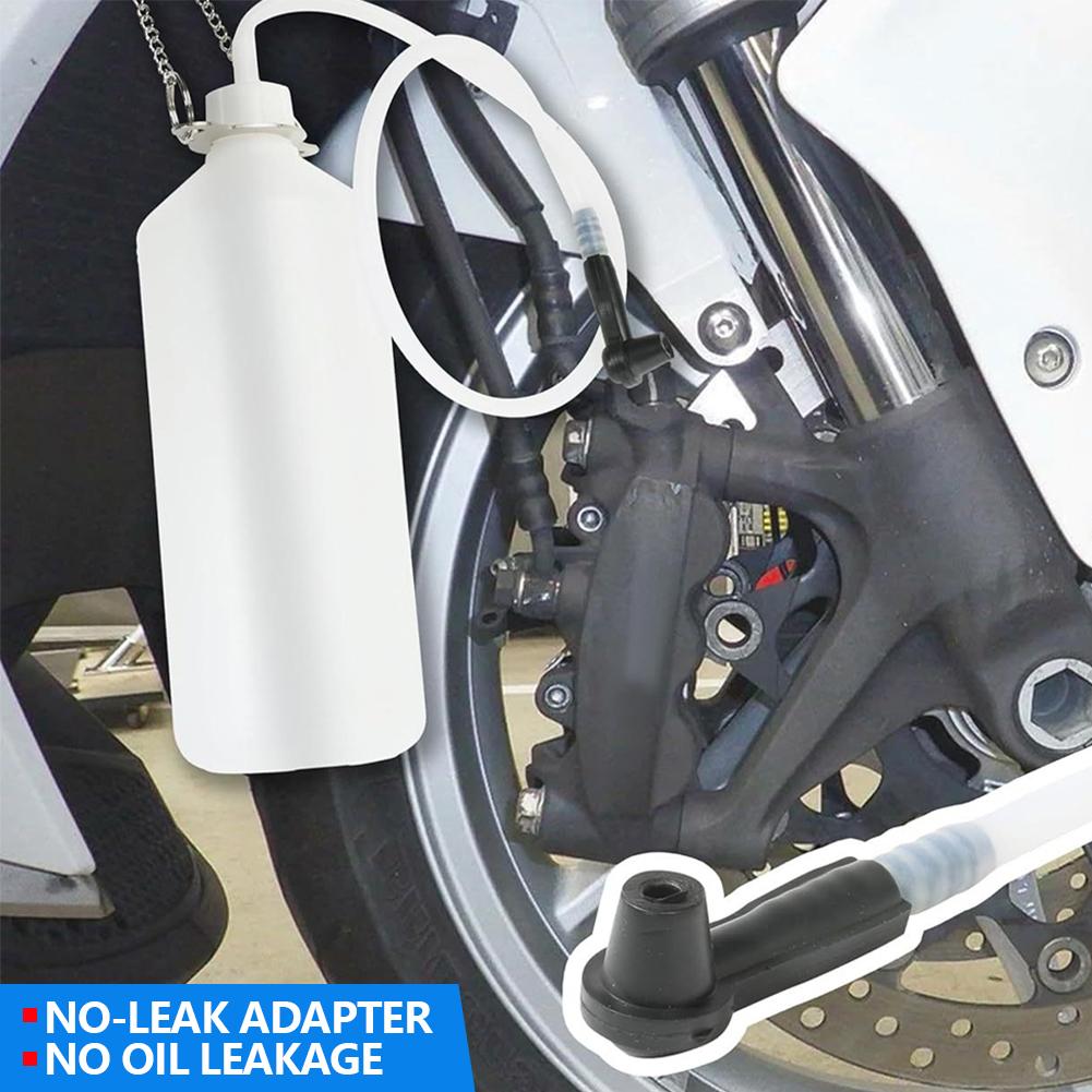 Transparent Brake Fluid Reservoir 1L Brake Bleeder Bottle with 60cm Hose & Universal Rubber Adapter Manual Brake Bleeder Device