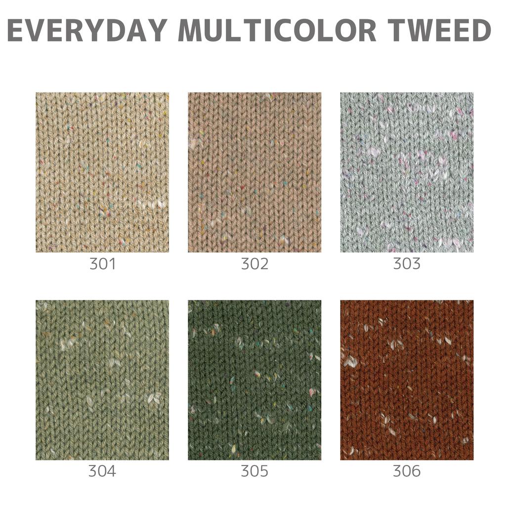 NASKA Everyday Multicolor Tweed Ручное вязание Средний Легкий 100г Упаковка пряжи, Вес, COL.303, Серый, (приблизительно. 165м), 5, Н-109