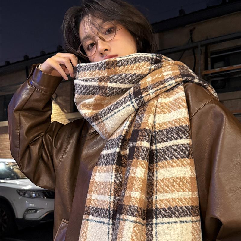A New High End Winter Scarf for Women A Dry Rose Colored Checkered Faux Cashmere Shawl and A Dual Purpose Scarf for Men