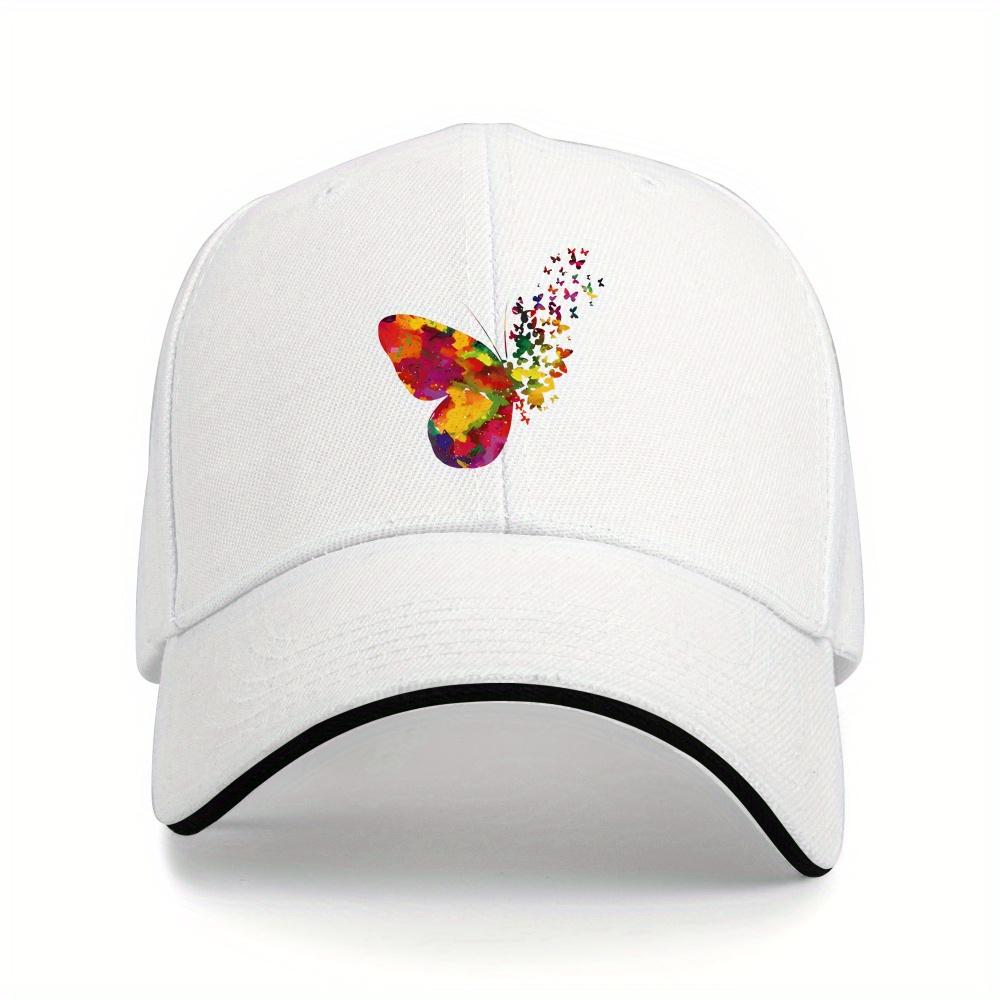 Colorful Watercolor Butterfly Baseball Cap Adjustable Polyester Unisex Casual Sun Hat Outdoor Sports Cap