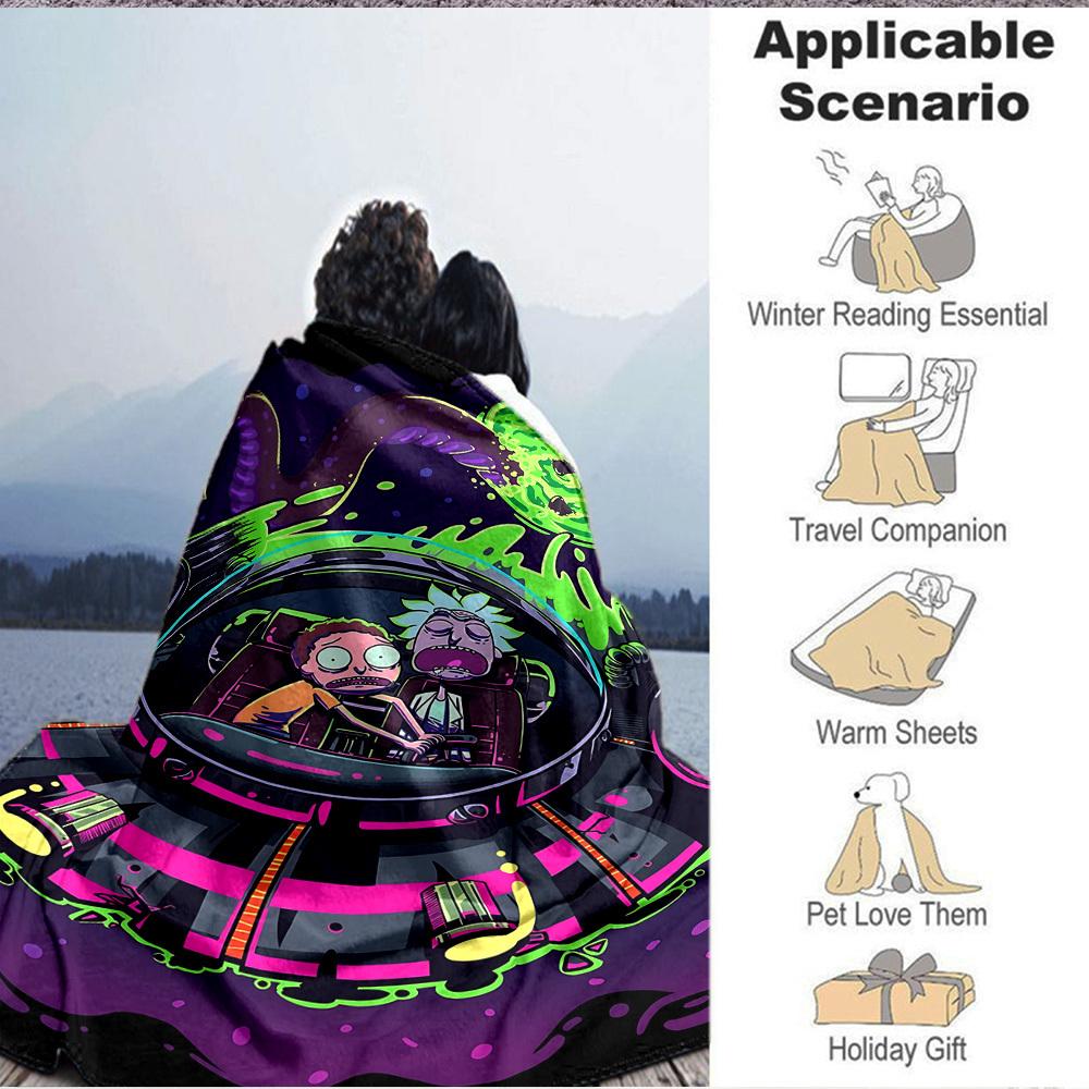 1 шт. Плед Рик и Морти Легкий фланелевый плед для дивана, кровати, путешествий, кемпинга, гостиной, офиса, дивана, кресла и кровати